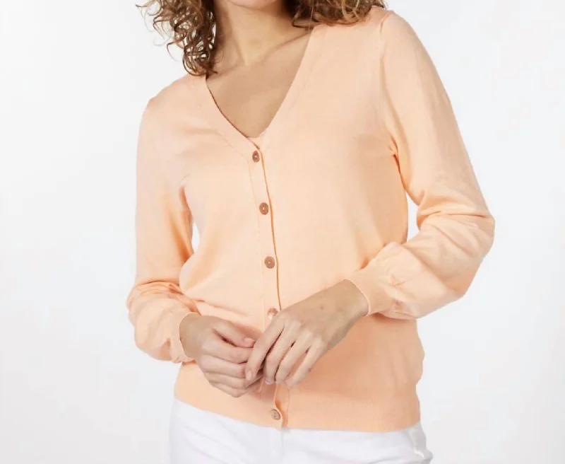 Best Sellers Basic V-Neck Cardigan In Peach