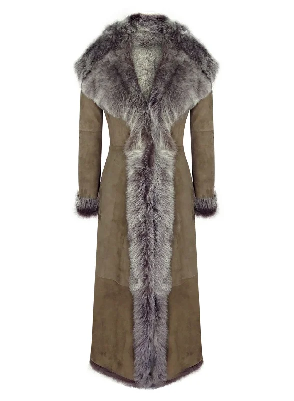Bundle Offer Full Length Hood Suede Toscana Sheepskin Trench Coat