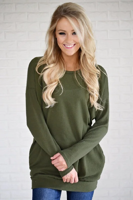Get More, Spend Less Today Snuggle Me Tunic Top ~ Olive