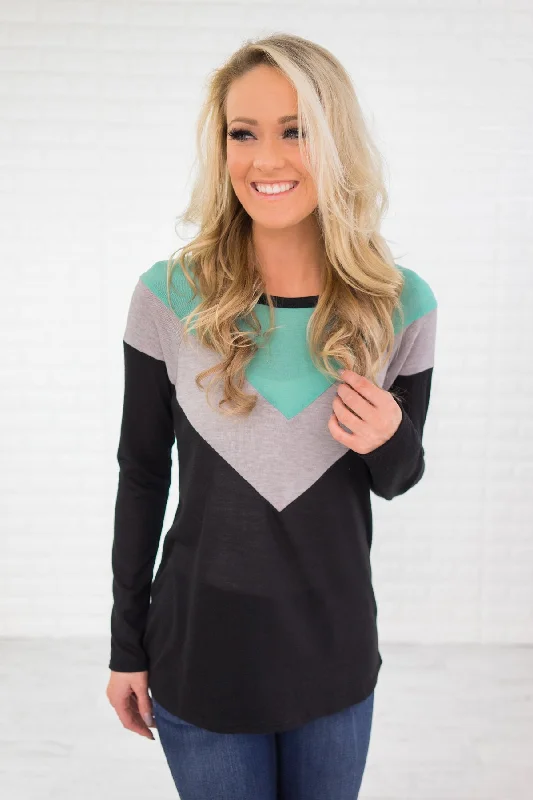 Big Savings On Must-Have Items My Idea of Fun Mint Chevron Top