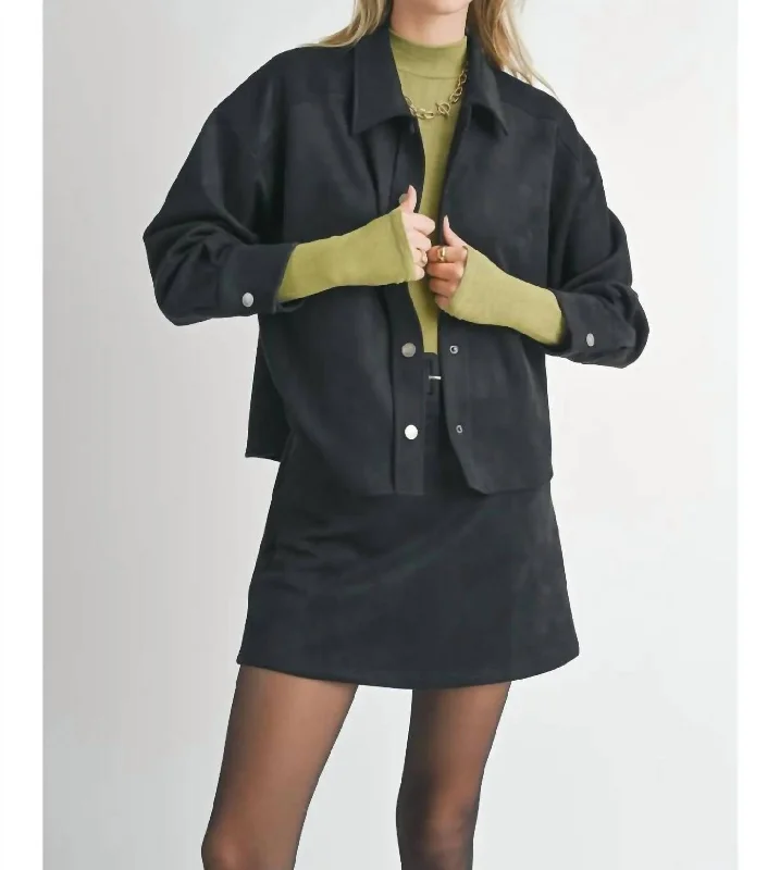 Women's Functional Apparel For Outdoor Activities Tuscany Faux Suede Jacket In Black