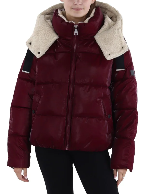 Fashionable Dresses for Women Womens Faux Fur Lined Quilted Puffer Jacket