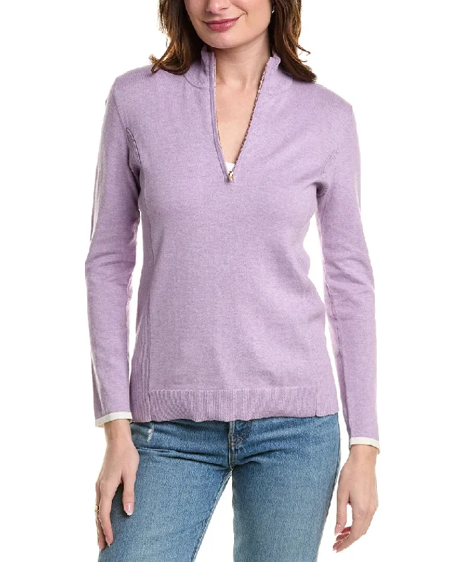 Casual Elegance Alashan Cashmere Tee Time Cashmere-Blend 1/2-Zip Pullover
