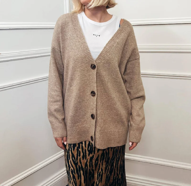Clearance Event Boyfriend Cardigan In Taupe