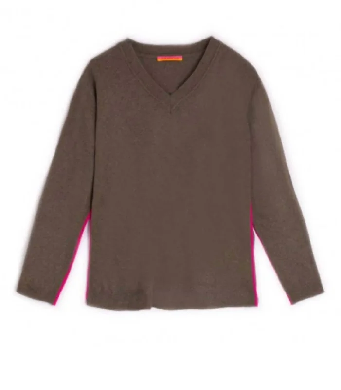 Crazy Discounts, Hurry Up Simone Sweater In Kaki Pink/ Orange Star