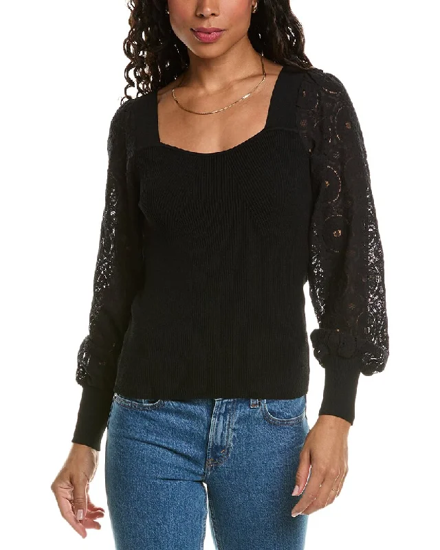 Everyday Basics Elie Tahari Lace Sleeve Top