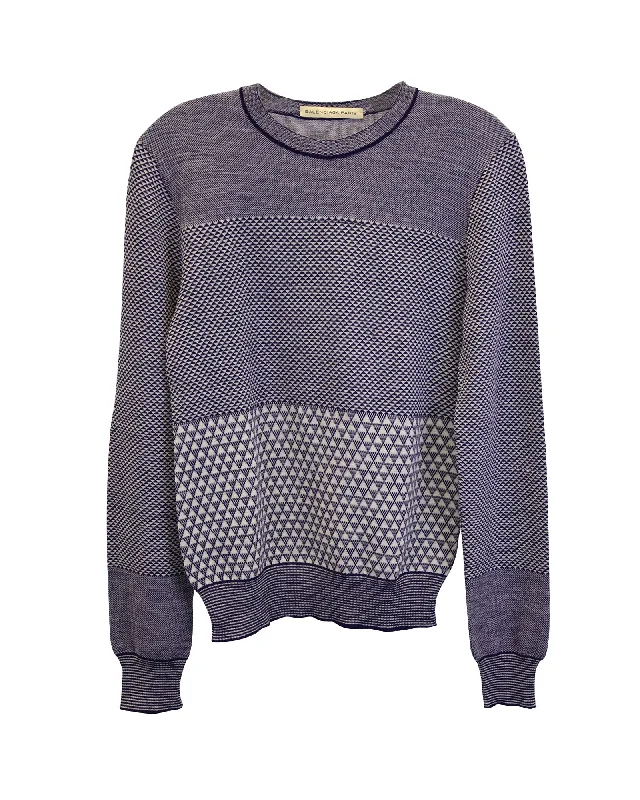 Big Savings Balenciaga Paris Printed Sweater in Navy Blue Wool