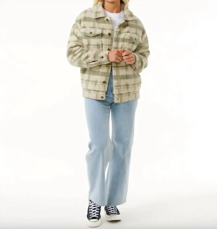 Women's Comfortable Lounge Outfit Sunrise Sherpa Jacket In Sage