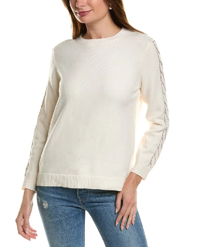 Dreamy Draping Anne Klein Embellished Sweater
