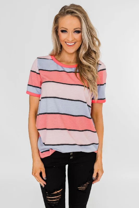 Season Sale Live A Colorful Life Striped Top- Pink & Purple Tones