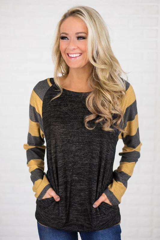 Unbeatable Prices On Best-Selling Items Can't Stop My Groove Stripe Sleeve Top