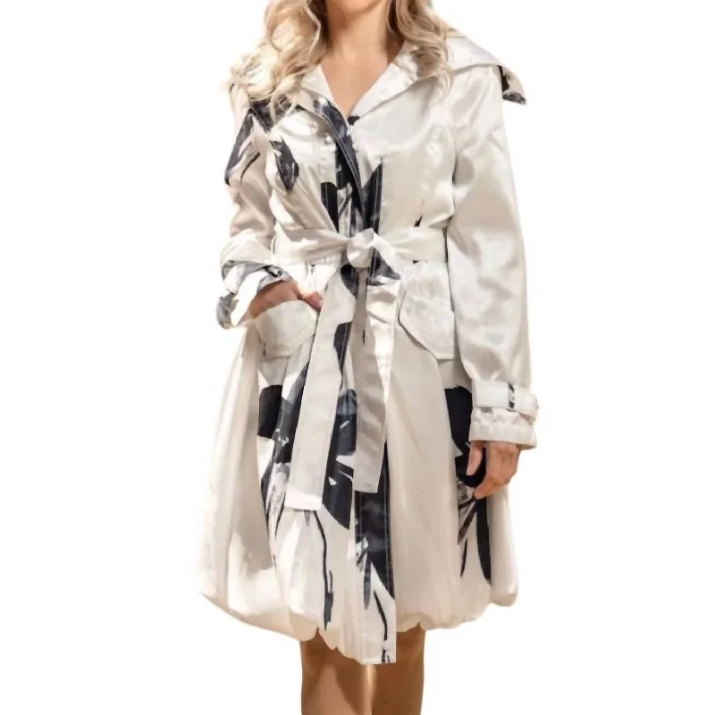 Comfortable Women's Attire Bubble Trench Coat In Black/white
