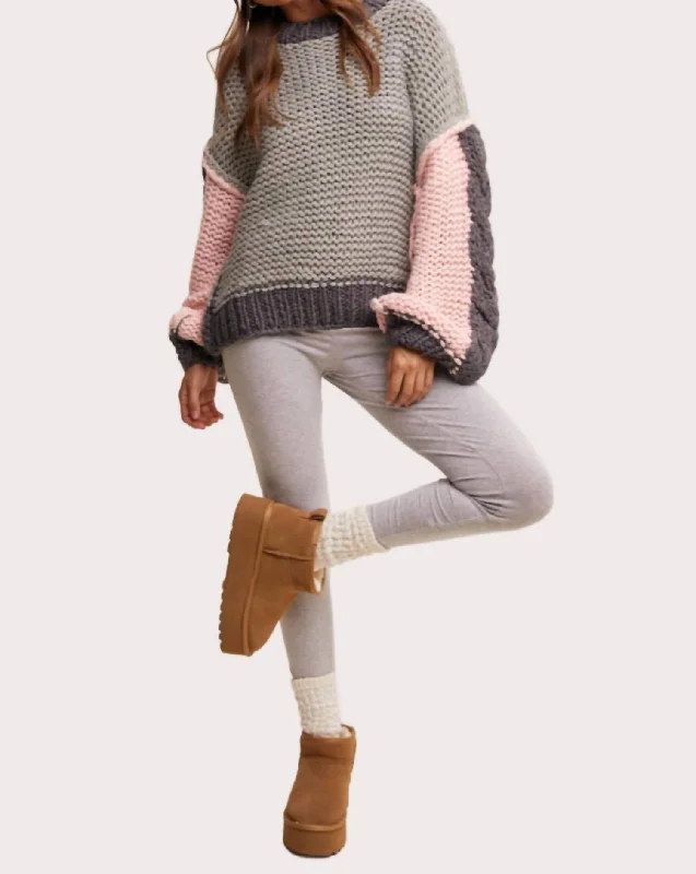 Low Price Special Zarela Chunky Knit Sweater In Grey
