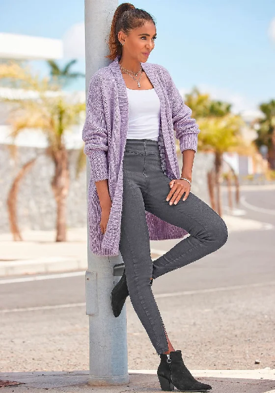 Special Offer LASCANA Women's Ribbed Hem Long Cardigan