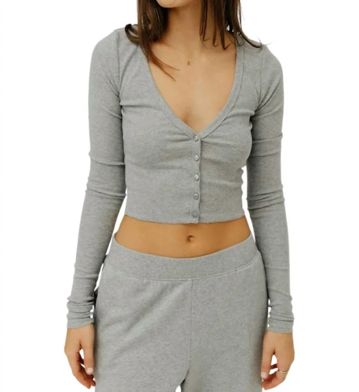 Chic & Cozy Apparel Cropped Cardigan In Heather Grey