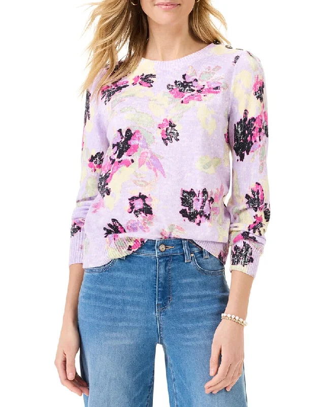 New Season Fashion Preview Sale NIC+ZOE Tossed Florals Cashmere-Blend Sweater