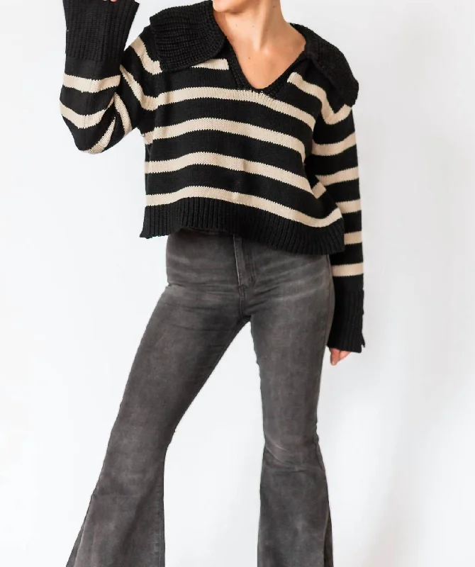 Elegant Style Sylvie Sweater In Black/khaki