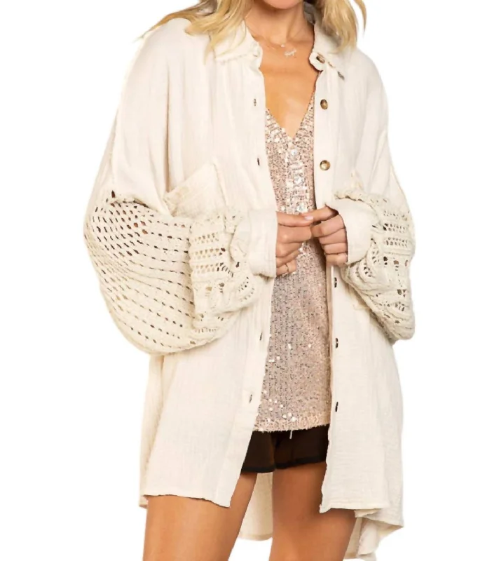 Flash Sale, Don't Miss Oversized Shirt Top Cardigan In Natural