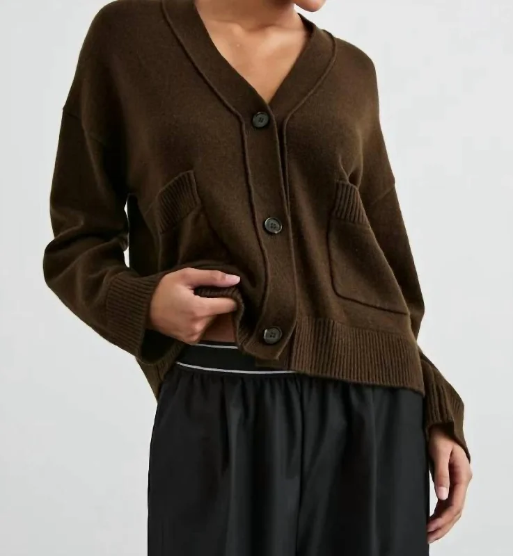 Modern Glamour Lindi Cardigan In Dark Moss