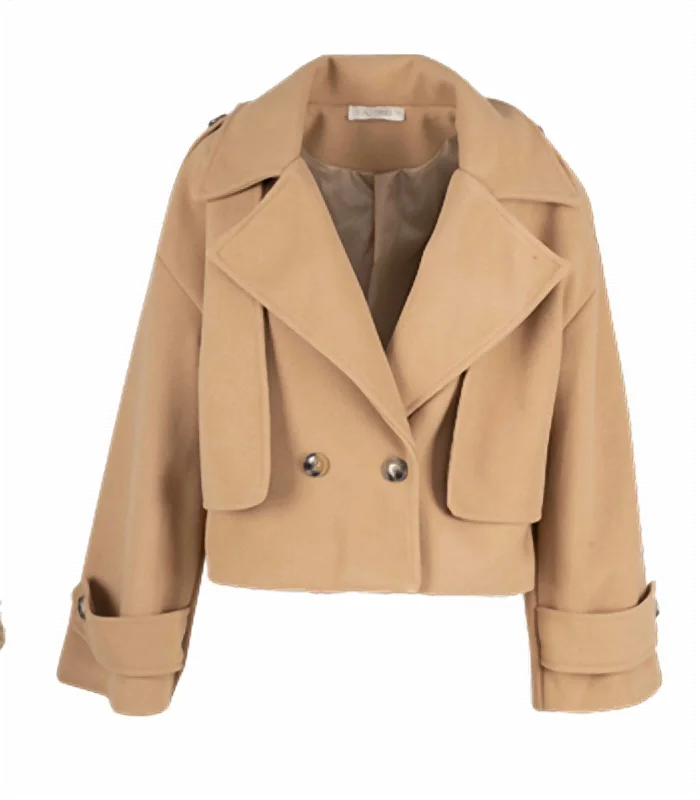 Free Spirited Fashion Women's Backstage Crop Jacket In Camel