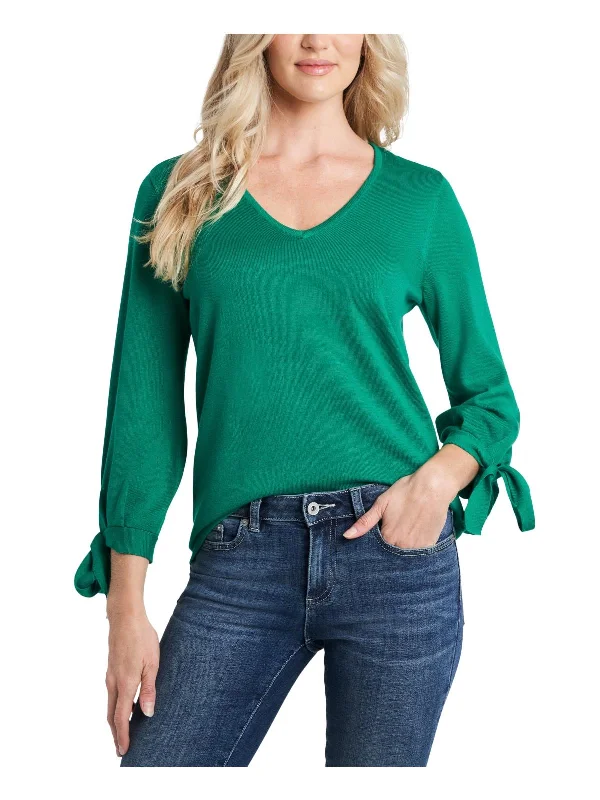 Inspired By You, Designed For You Womens Knit Tie Sleeve V-Neck Sweater