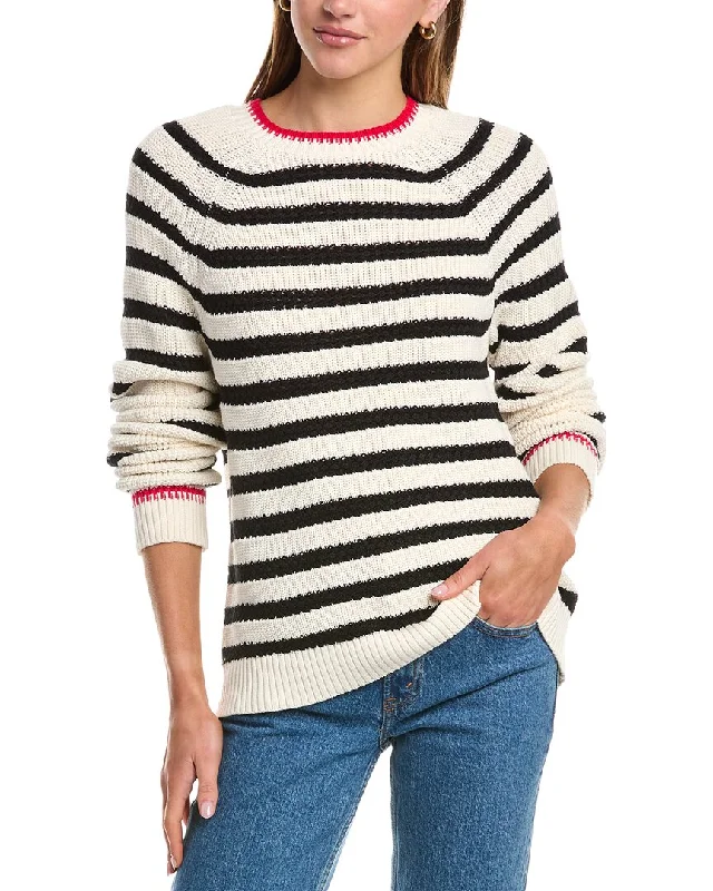 Fashion Forward Femme 525 America Textured Stripe Saddle Sweater