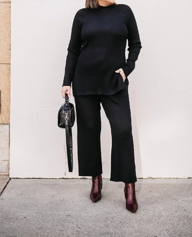 Clearance Event Mockneck Ribbed Sweater In Black