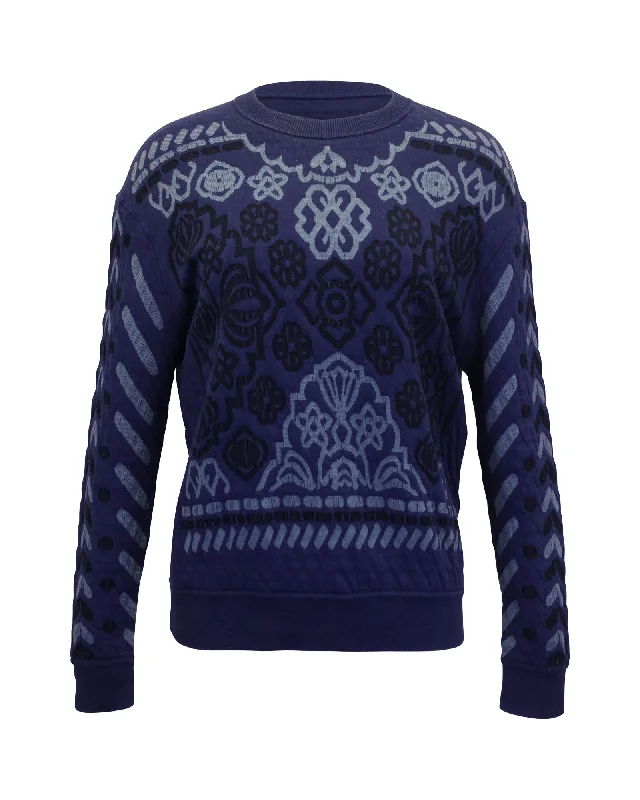 Chic Sophistication Stella McCartney Floral Motif Sweater in Blue Cotton Knit