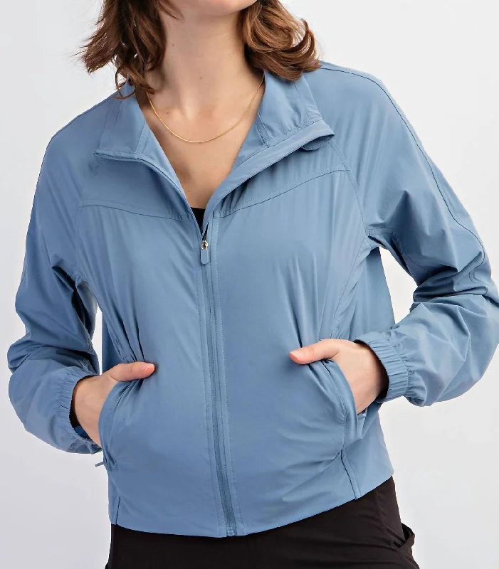 Modern Women's Apparel Light Weight Full Zip Jacket In Slate