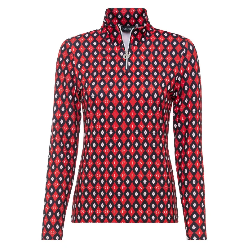 Massive Savings Classic Tricolor Troyer Sweater In Red/black/white