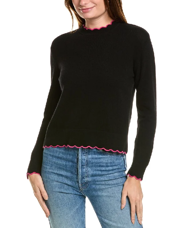 Budget Friendly Forte Cashmere Scallop Edge Boxy Cashmere Sweater