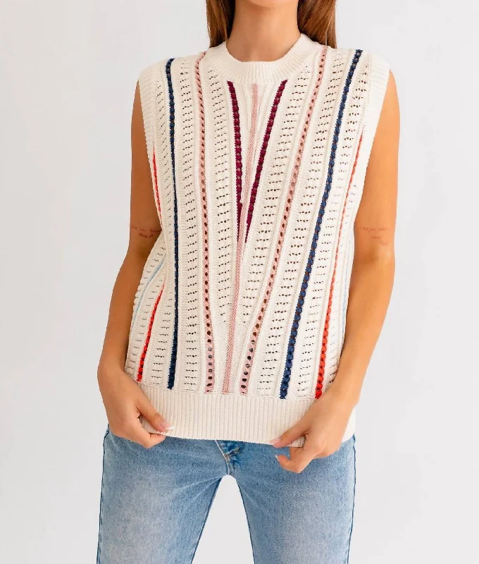 High End Women's Wear Oversized Sweater Vest In Cream