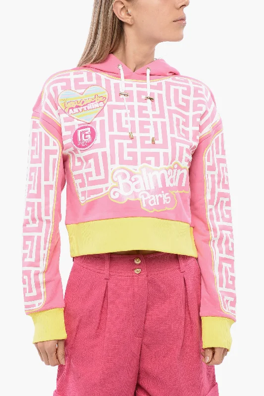 New Season Fashion Preview Sale Balmain Barbie Logoed Sweatshirt With Patchwork
