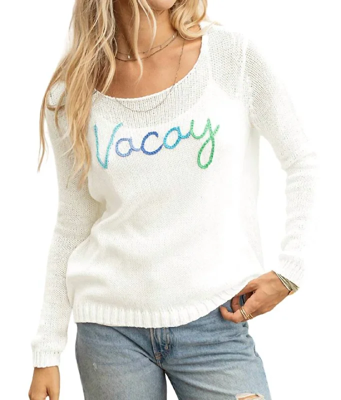 Fashion For Every Occasion Vacay Crew Sweater In Breaker White