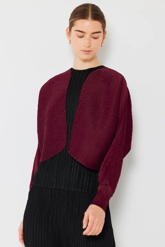Trend Setting Threads Rib Pleated Puff Sleeve Bolero Cardigan