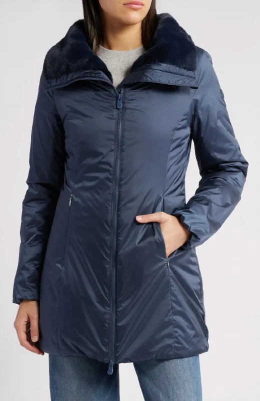 High-Fashion Women's Clothing Caroly Water Repellent Coat In Night Blue