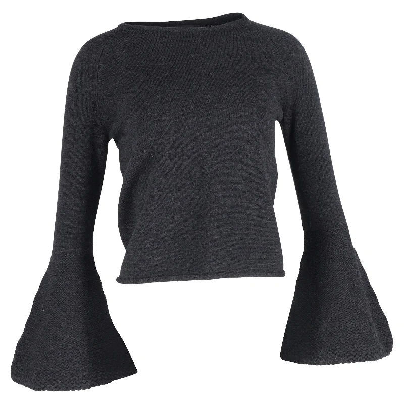 Bold Fashion Co Flared Sleeve Sweater in Grey Wool