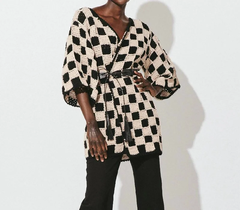 Elevate Your Wardrobe Brenda Cardigan In Black/white