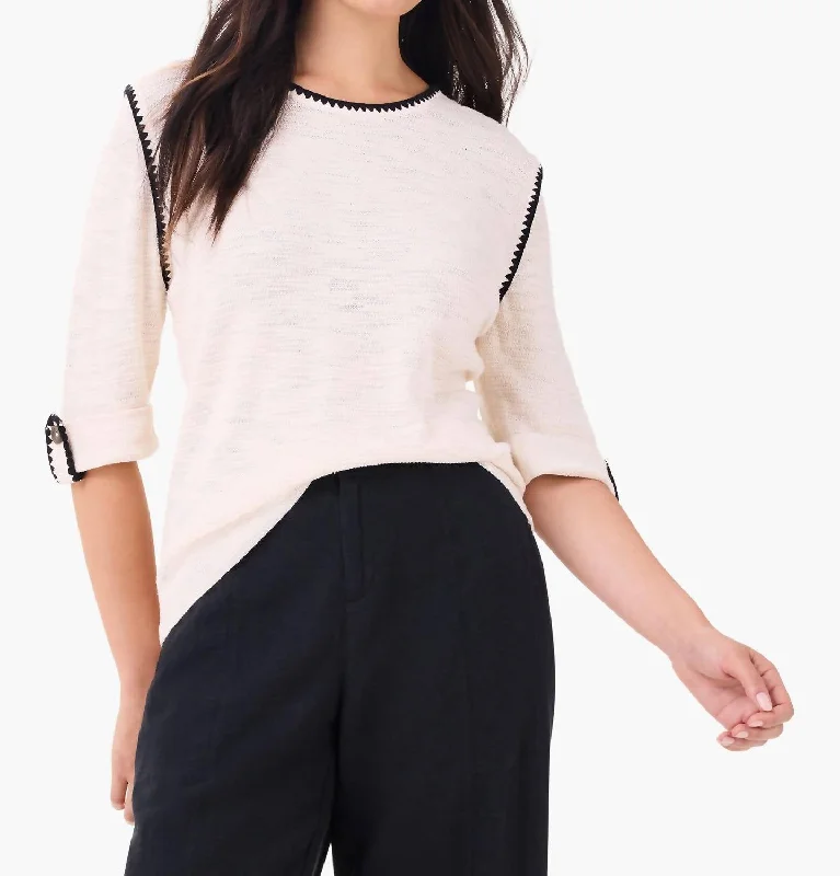 Pastel Styles Stitched Up Long Sleeves Sweater In Canvas