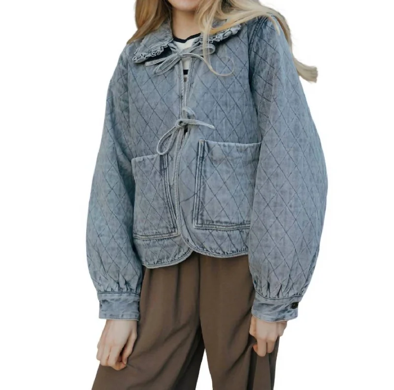 Outfits For Girls Quilted Tie Jacket In Denim