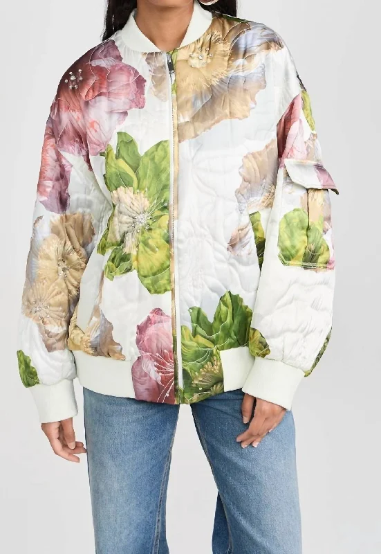 Women's Clothing For Special Occasions Norea Bomber Jacket In Poppies Bloom