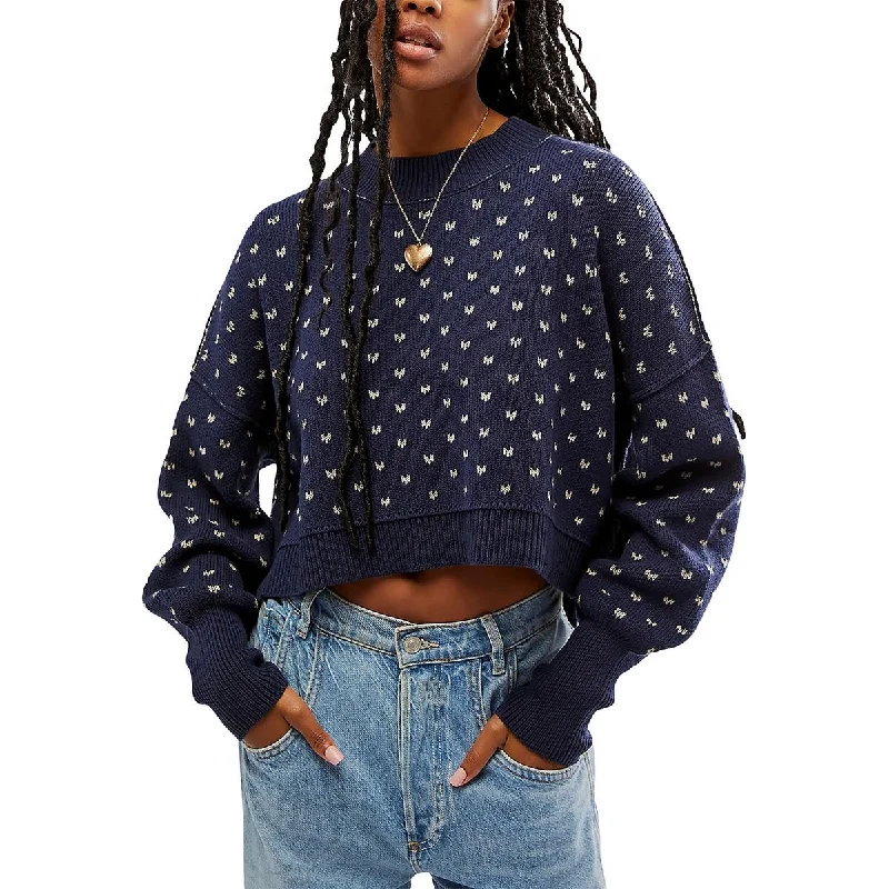 Evening Elegance Womens Pattern Knit Crop Sweater