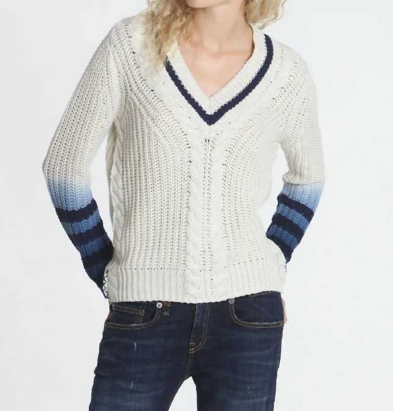 Discount Extravaganza Dip Dyed Vee Sweater In Ecru