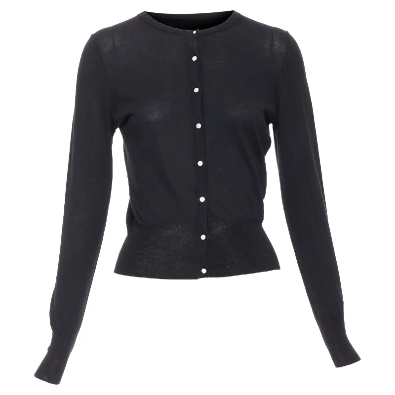 Elegant Attire Theory Silk Cotton Buttons Crew Neck Cardigan