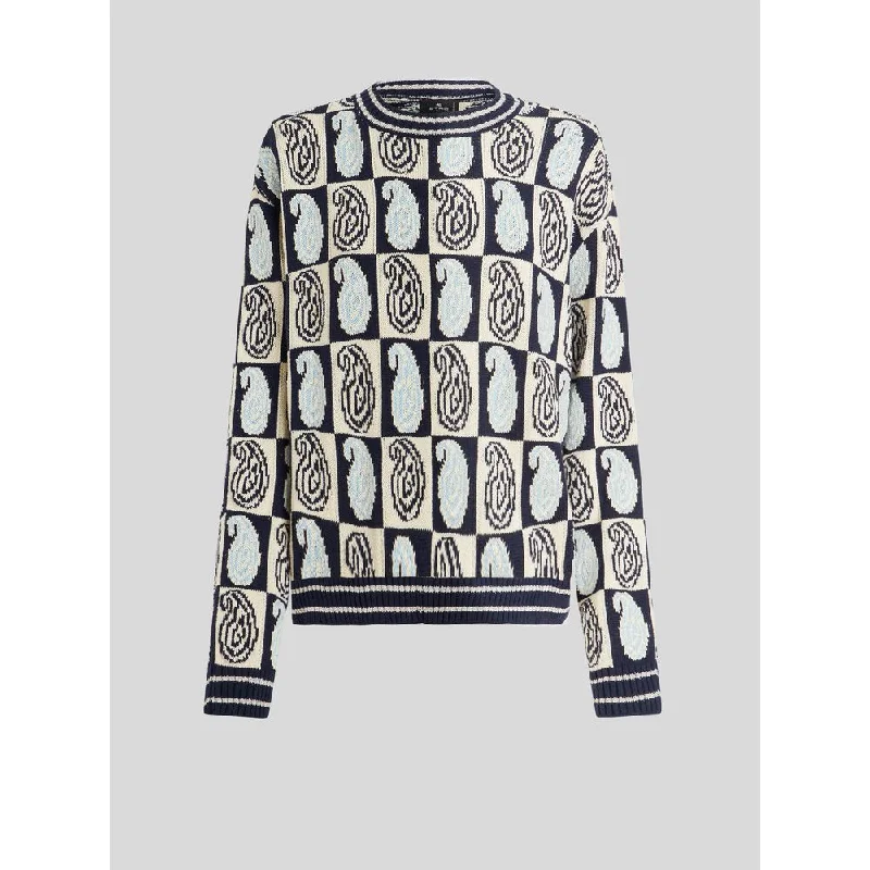 Trendy Street Style Paisley Pattern Jacquard Sweater