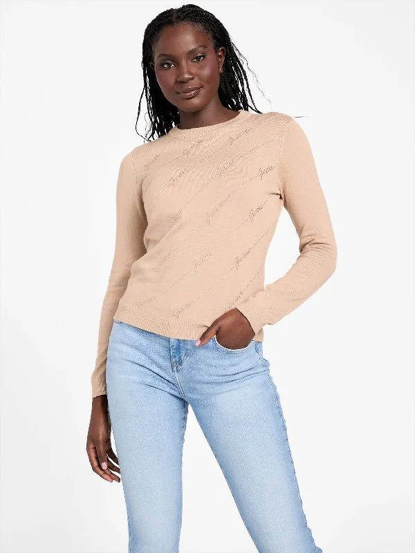 Best Sellers Peggy Rhinestone Logo Sweater