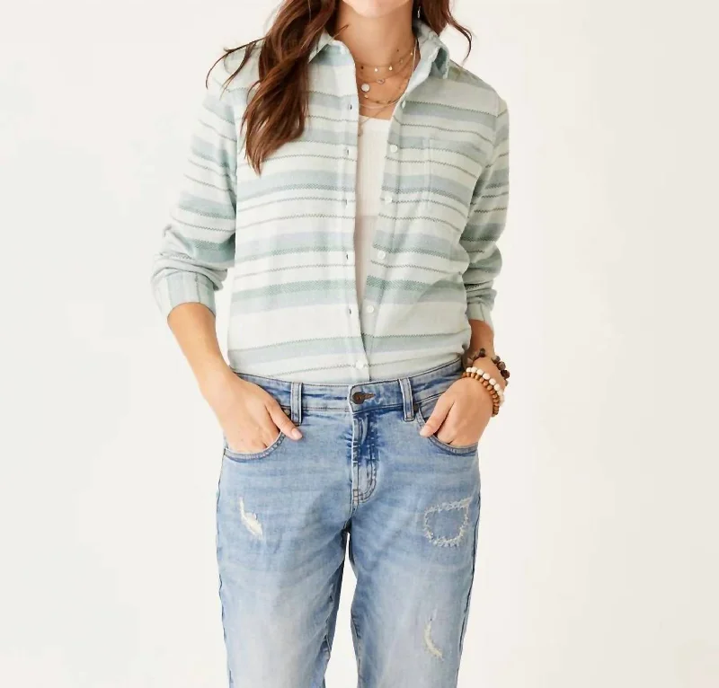 Women's Clothing Sets Fairbanks Super Soft Shirt In Birch Block Stripe
