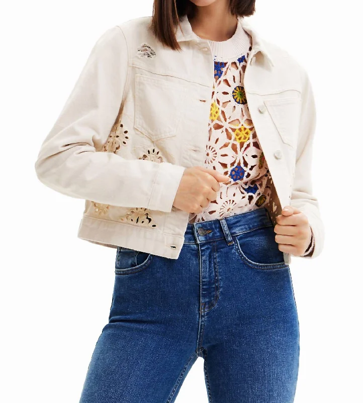 Effortless Chic for Women Die-Cut Denim Jacket In Raw