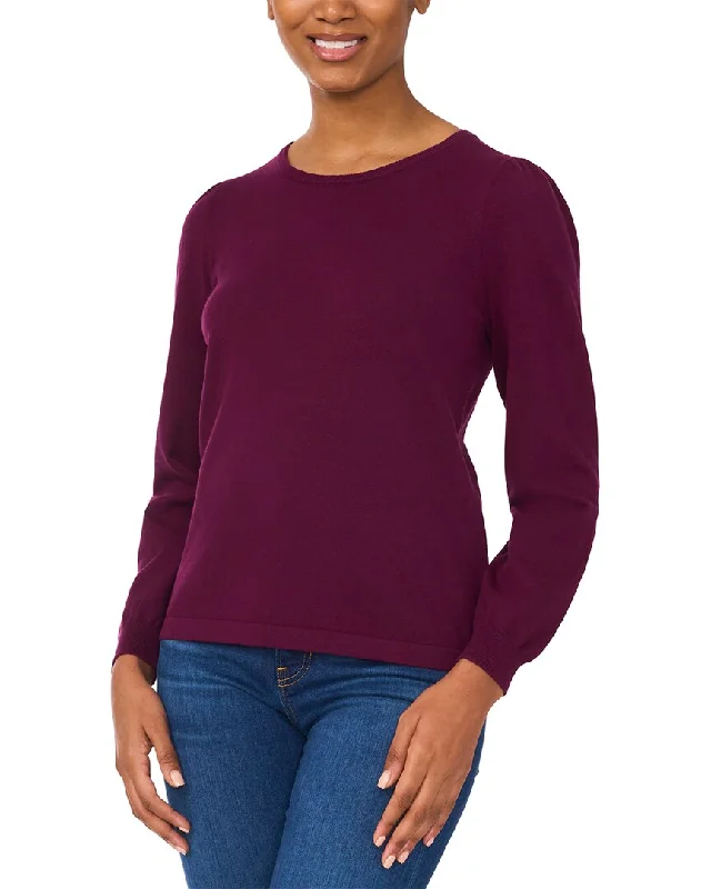 Cool Prices CeCe Long Sleeve Crew Neck Sweater with Center Back Pearl Button Sweater