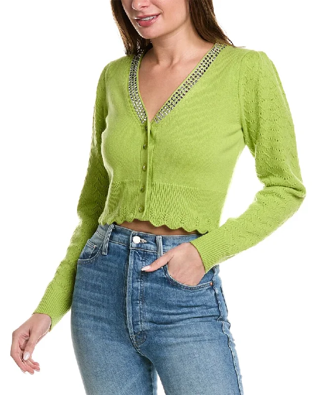 Trendsetter's Closet LoveShackFancy Brynner Wool & Cashmere-Blend Crop Cardigan